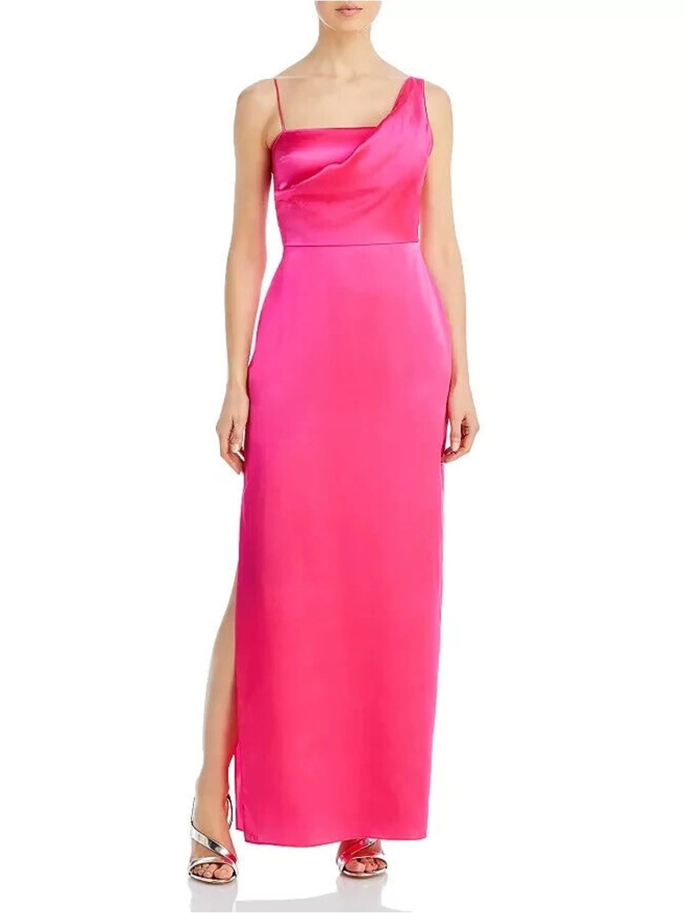 Amanda Uprichard 100% Silk Tesoro Draped Gown in Ceri Fuchsia Pink - S